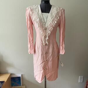 DEADSTOCK 90s vintage pink blazer dress coquette grandmacore dainty pastel small